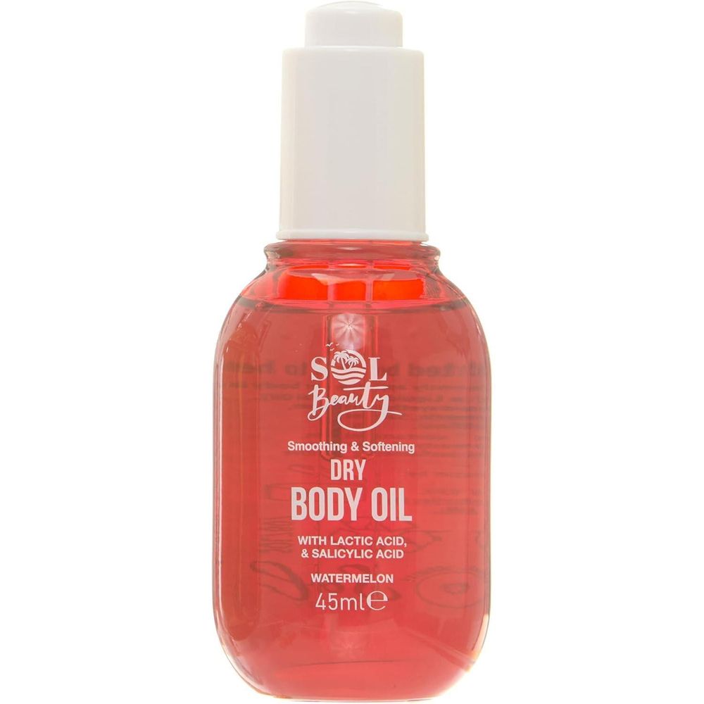 Sol Beauty Dry Body Oil Watermelon Scent, Helps Hydrate and Soften Skin, Vegan Friendly Light Moisturiser 45ml