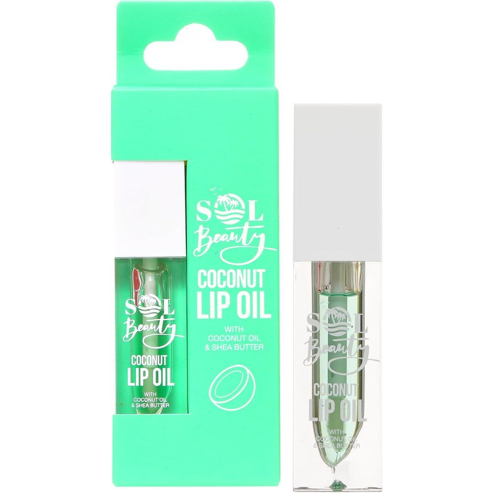 Sol Beauty Coconut Lip Oil with Coconut Extract and Shea Butter, Nourish, Hydrate and Soften Your Lips, Vegan Friendly and Cruelty Free Lip Oil 3g