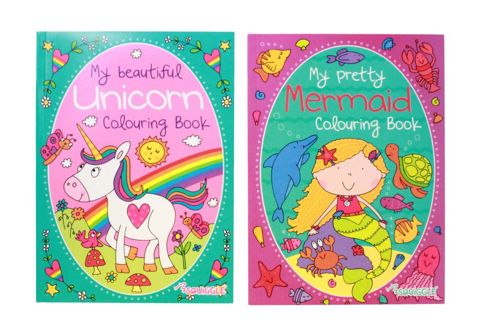 SQUIGGLE COLOURING BOOK ASSORTED (MERMAID & UNICORN)