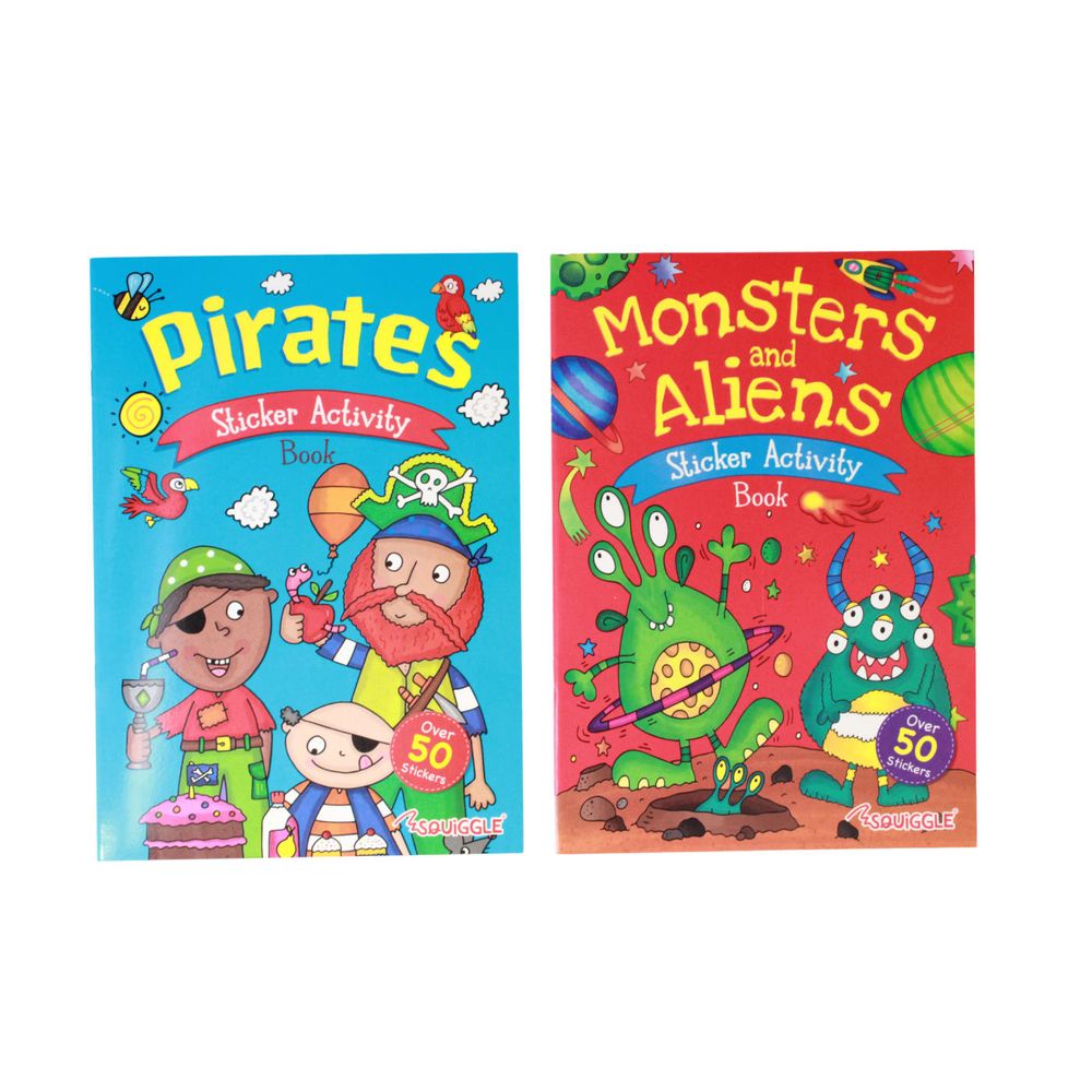 SQUIGGLE STICKER ACTIVITY BOOK ASSORTED (PIRATES & MONSTERS)