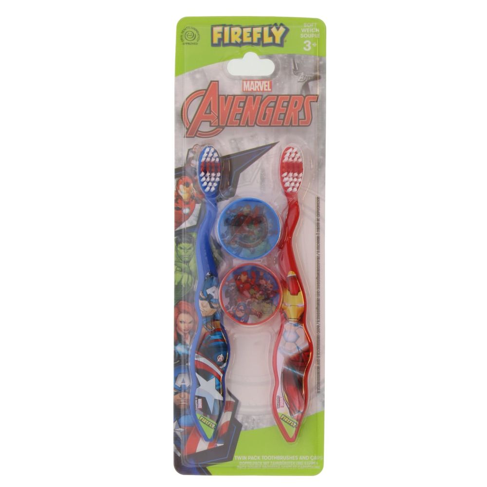 AVENGERS TOOTHBRUSH WITH TWIN TRAVEL CAPS SOFT 3+ YEARS