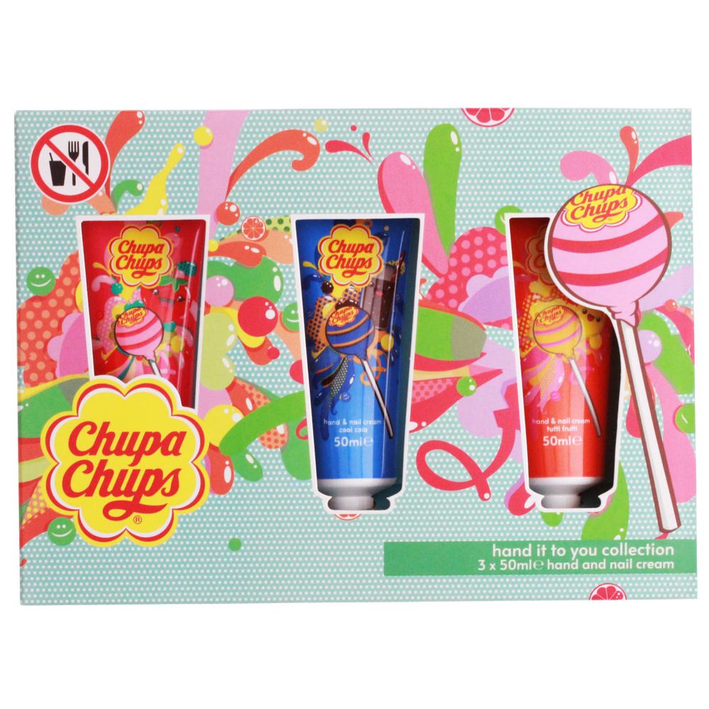 CHUPA CHUPS 3X50ML HAND CREAM GIFT SET (STRAWBERRY, TUTTI FRUTTI & COLA)